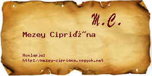 Mezey Cipriána névjegykártya